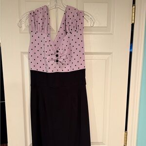 Bettie Page lavender and Black Polka Dot Midi Dress